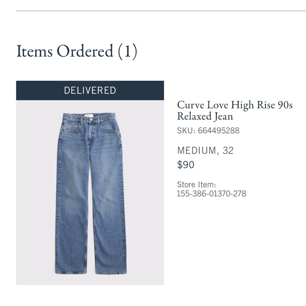 Abercrombie & Fitch Curve Love High Rise Jeans (washed but not worn)